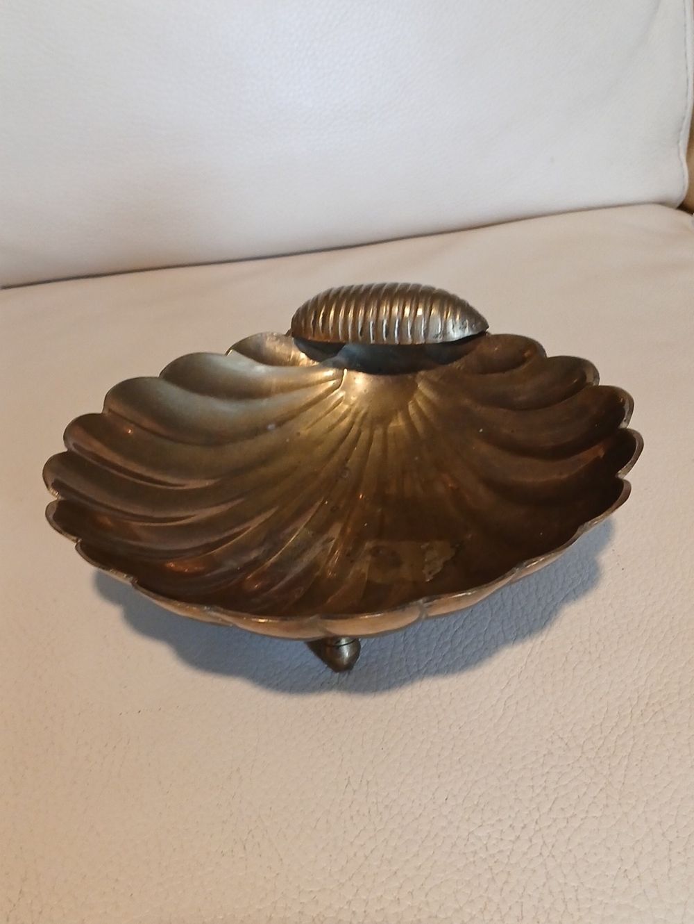 Brass Shell Dish Candy Tray - Gold Tone